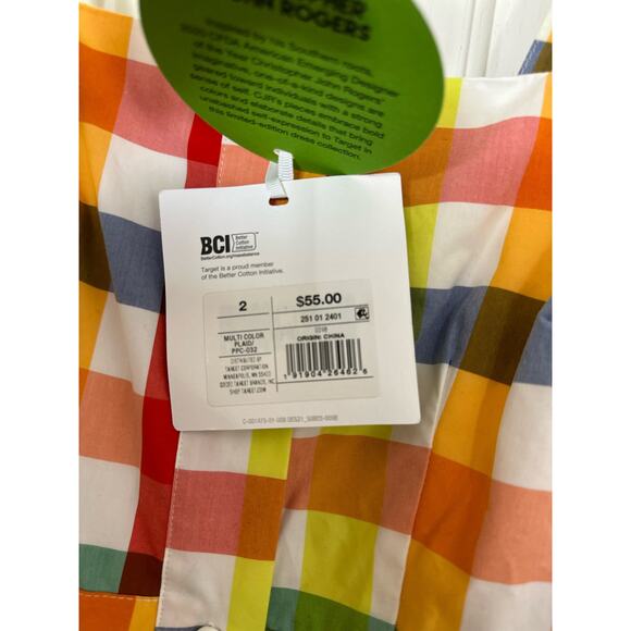 Christopher John Rogers for Target Plaid Wide Strap Tie Waist Dress Size 2 NWT - Picture 6 of 7